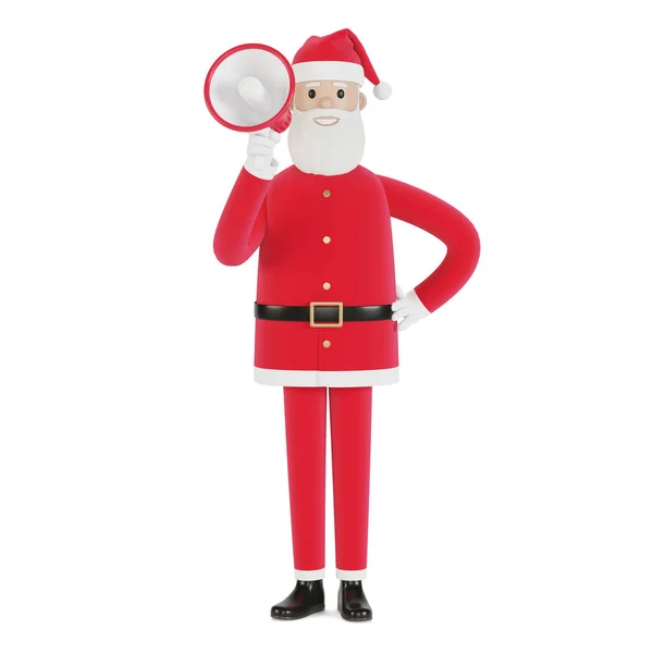 Feliz Personaje Santa Claus Con Megáfono Para Tarjetas Navidad Banners —  Fotos de Stock