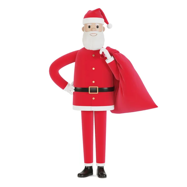 Feliz Personaje Santa Claus Con Una Bolsa Regalos Para Tarjetas —  Fotos de Stock