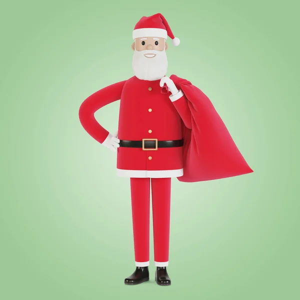 Щасливого Санта Клауса Сумкою Подарунками Різдвяних Листівок Значків Етикеток Ілюстрація — стокове фото