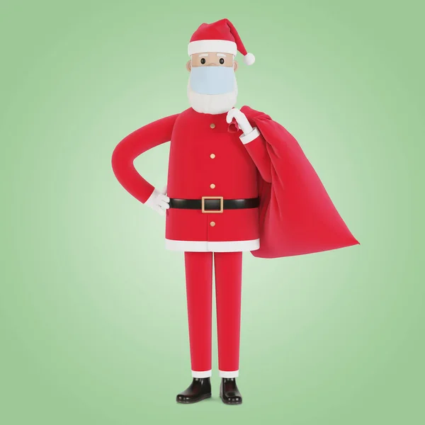 Santa Claus Una Máscara Con Una Bolsa Regalos Para Tarjetas —  Fotos de Stock