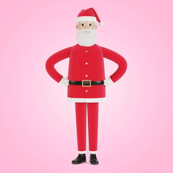 幸せなサンタクロースのキャラクター クリスマスカード バナーやラベルのために 漫画風の3Dイラスト — ストック写真