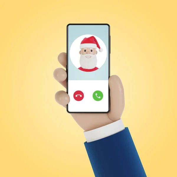 Akıllı Telefon Ekranında Noel Baba Dan Gelen Arama Var Nternetten — Stok fotoğraf