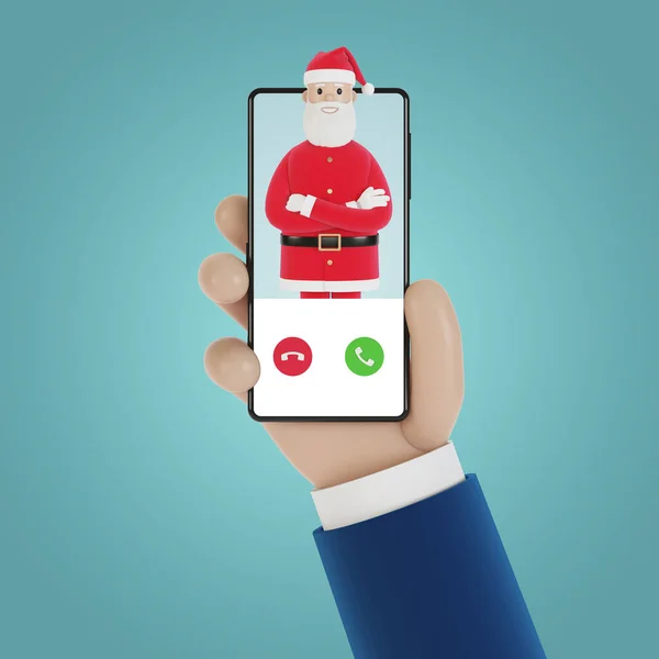 Appel Entrant Père Noël Sur Écran Smartphone Achats Ligne Cadeaux — Photo