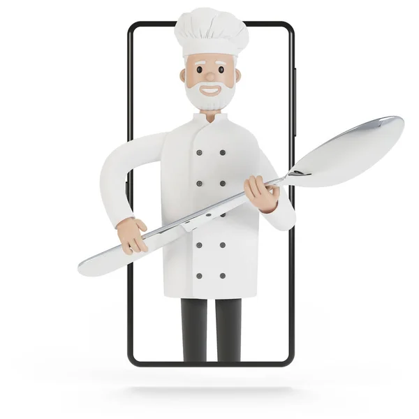 Koch Smartphone Bildschirm Online Kochkurse Richtiges Kochen Lieferung Aus Dem — Stockfoto