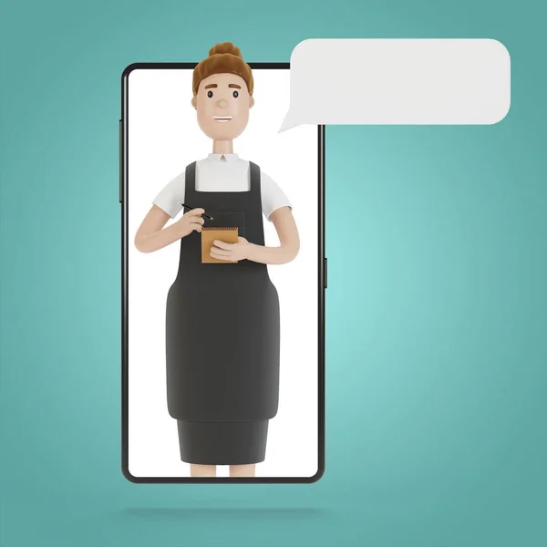 Serveur Écran Smartphone Concept Livraison Ligne Restaurant Illustration Dans Style — Photo