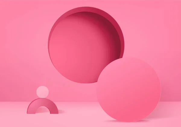 Подиум Абстрактной Розовой Цветовой Композиции Рендеринг Иллюстрация Фоновый Макет Розовый — стоковое фото