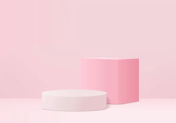 Podio Composición Abstracta Color Rosa Render Ilustración Maqueta Fondo Pink — Foto de Stock