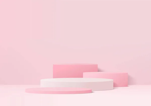 Podium Abstrakter Rosafarbener Farbkomposition Render Illustration Hintergrundmockup Pink Mit Podium — Stockfoto