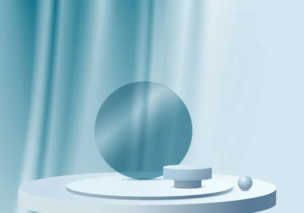 Kék Pasztell Termék Podium Háttérben Absztrakt Minimális Geometria Koncepció Stúdió — Stock Fotó