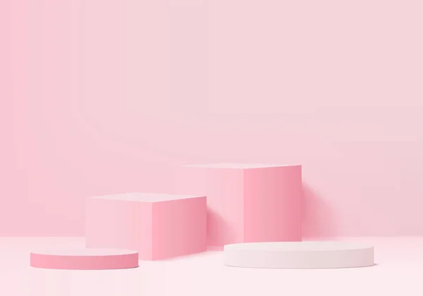 Podio Composición Abstracta Color Rosa Render Ilustración Maqueta Fondo Pink — Foto de Stock