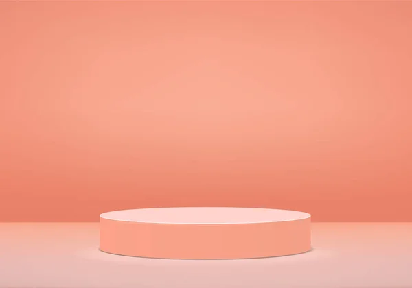 Orange Abstract Geometric Background Bright Pastel Podium Pedestal Backdrop Blank — Stock Photo, Image