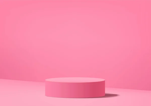 Pink Abstract Geometric Background Bright Pastel Podium Pedestal Backdrop Blank — Stock Photo, Image