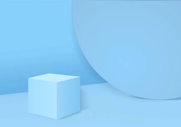 Arka Planda Mavi Pastel Ürün Podyumu Soyut Asgari Geometri Kavramı — Stok fotoğraf