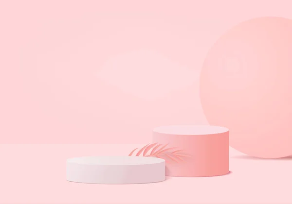 Vector Fondo Renderizado Rosa Con Podio Escena Mínima Pared Rosa — Archivo Imágenes Vectoriales