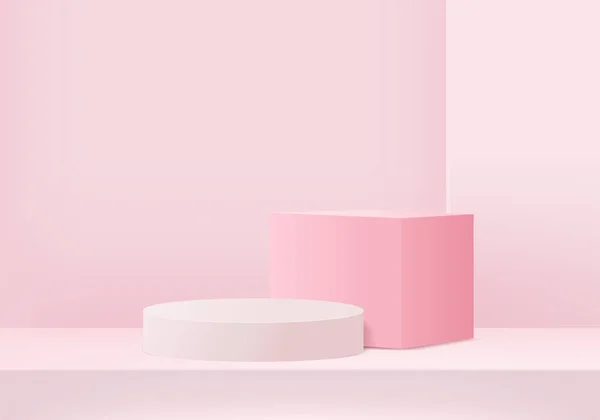 Background Vector Pink Rendering Podium Minimal Pink Wall Scene Minimal — Stock Vector