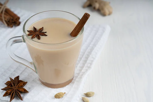 Masala Chai Indiano Caldo Speziato Misto Base Latte Varietà Erbe — Foto Stock
