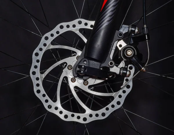 disc brake mechanism on a bicycle. close-up