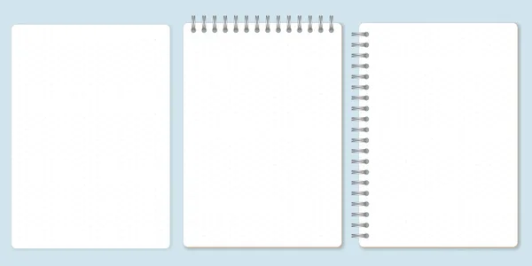 Set Papel Punto Isométrico Plantilla Cuaderno Espiral Hojas Bloc Notas — Vector de stock