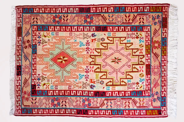 İran El Yapımı Kilim Halısını Gösteren Üst Görünüm Tam Ayrıntılar