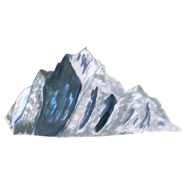 Schöne Berglandschaft Isoliert Auf Weißem Hintergrund Handgezeichnete Aquarell Gouche Illustration — Stockfoto