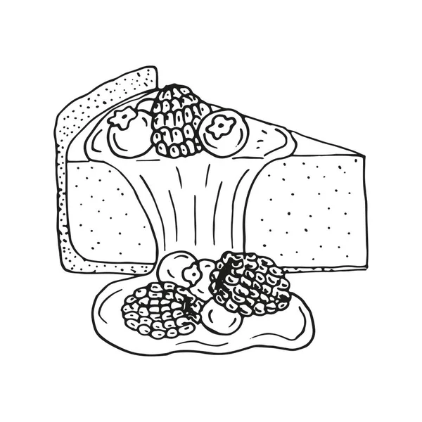 Tranche Gâteau Fromage Savoureux Avec Confiture Des Baies Bleuets Framboises — Image vectorielle