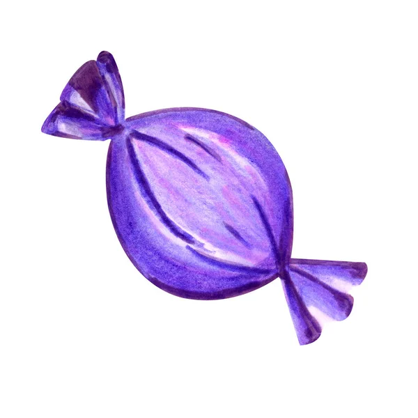Violet Candy Halloween Party Watercolor Markers Hand Drawn Illustration Cartoon —  Fotos de Stock