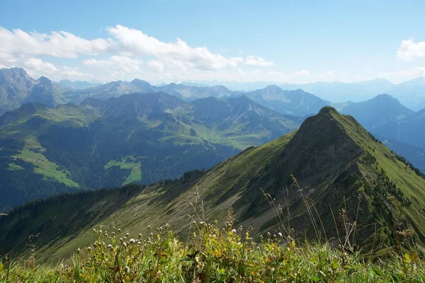 Zdjęcia Panoramy Alp Austrii Glatthorn 2134 Metrów Wysokości — Zdjęcie stockowe