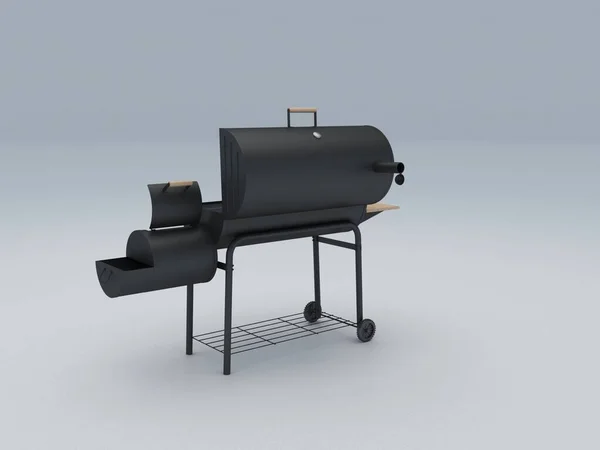 Bir ev ve yüzme havuzlu bir manzaranın 3 boyutlu görüntüsü.