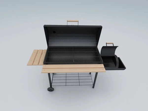 Bir ev ve yüzme havuzlu bir manzaranın 3 boyutlu görüntüsü.