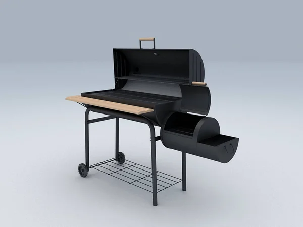 Bir ev ve yüzme havuzlu bir manzaranın 3 boyutlu görüntüsü.