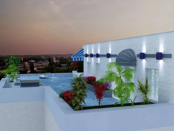 Çatıdaki oturma alanlarıyla birlikte terasın orijinal tasarımı..