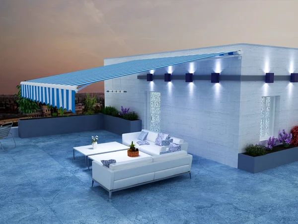 Diseño Original Terraza Azotea Con Zonas Estar — Foto de Stock