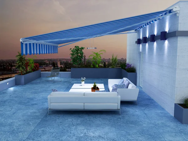 Diseño Original Terraza Azotea Con Zonas Estar — Foto de Stock