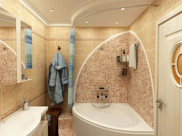 Banyo içinin 3D görüntüsü.