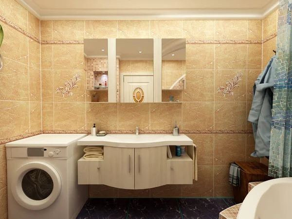 Banyo içinin 3D görüntüsü.