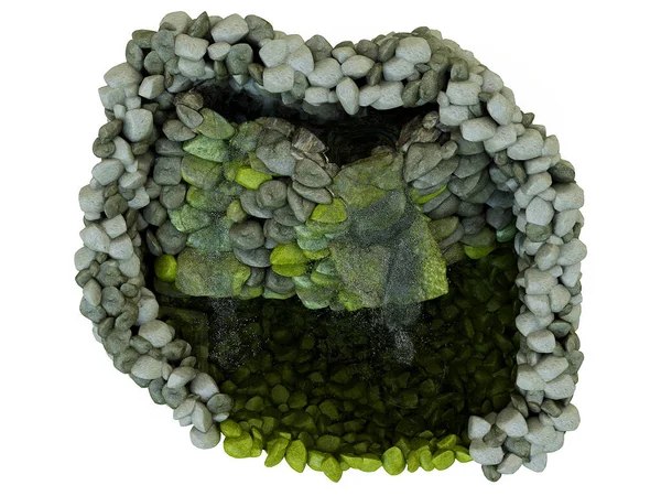 Bir bahçe şelalesinin 3 boyutlu canlandırması.