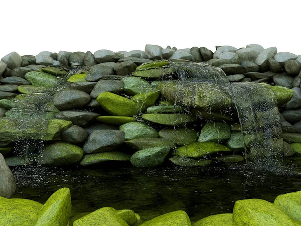 庭の滝の3Dレンダリング — ストック写真