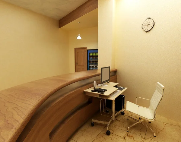 Orijinal otel lobisinin 3D görüntüsü.