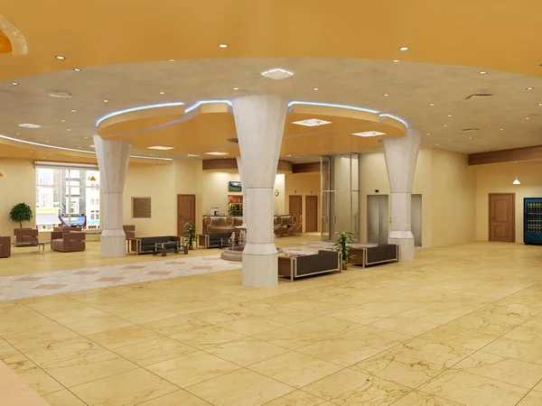 Orijinal otel lobisinin 3D görüntüsü.