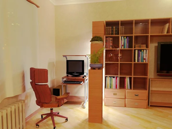 Oturma odasının 3 boyutlu canlandırması.