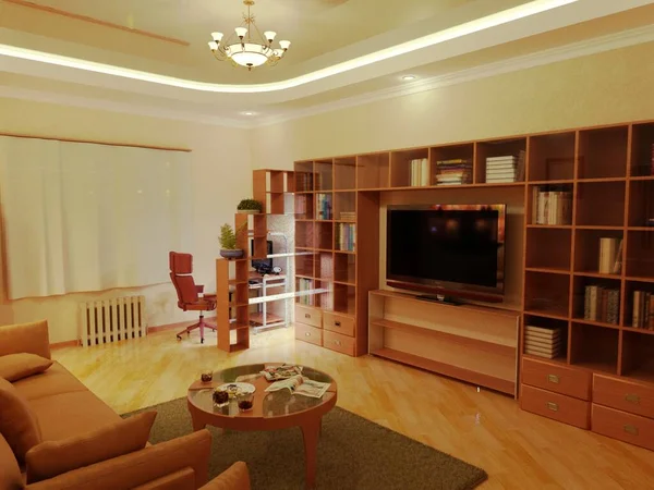 Rendering Living Room — Stock Photo, Image