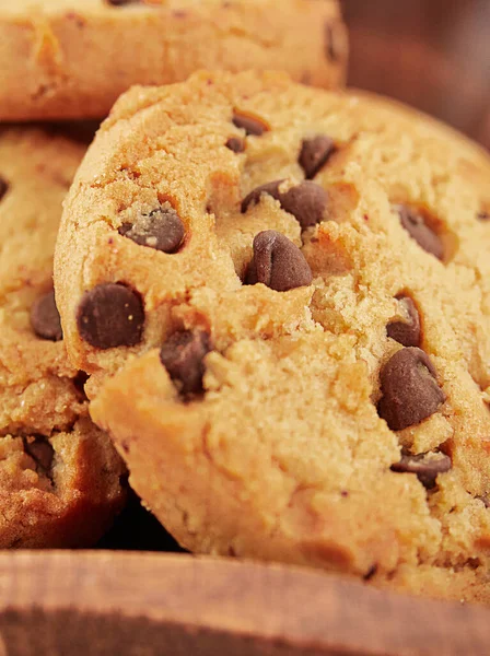 Biscotti Ciotola Legno Sfondo Bianco — Foto Stock