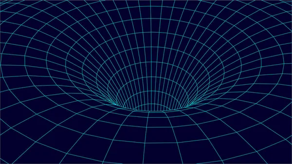 Wireframe Vector Tunnel Wormhole — Stock Vector