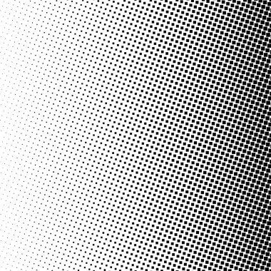 Yatay eğimli yarım tonlu noktalar seti, siyah noktalı şablonlar. Vektör illüstrasyonu.