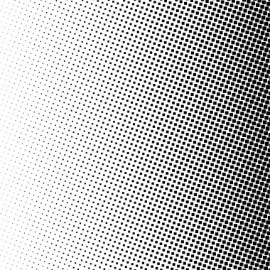 Yatay eğimli yarım tonlu noktalar seti, siyah noktalı şablonlar. Vektör illüstrasyonu.