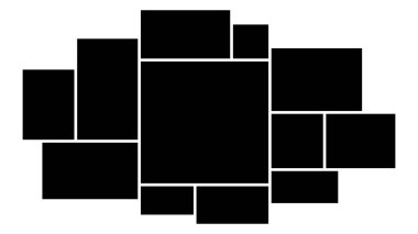Şablonlar kolaj kolajı 12 kare fotoları. Karalama tahtası şablonu. Vektör illüstrasyonu.