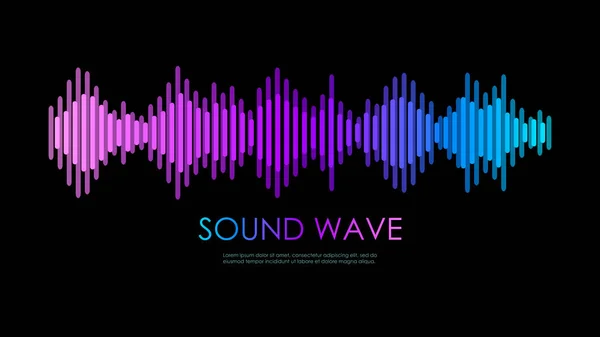 ピンク紫と青の音楽の音波 カラフルな近代的なイコライザー — ストックベクタ