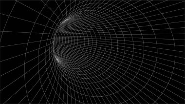 Tel çerçeve vektör tüneli. 3D solucan deliği.