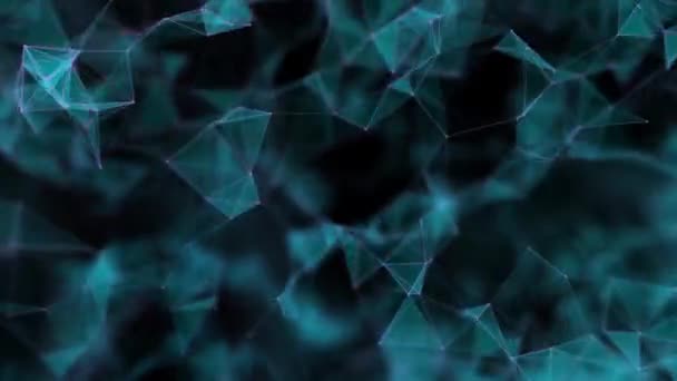 Network connection structure.Low poly shape with connecting dots and lines on dark background.3d rendering Big data visualization. Seamless loop. — Stock Video