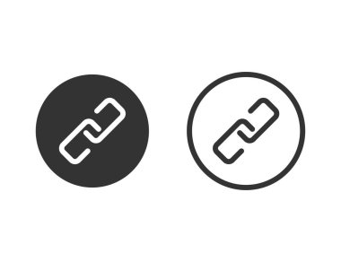 Zincir bağlantısı simgesi. İzole bağlantı sembolü. Bağlı vektör. Dosya ya da belge zinciri ekle. Basit döngü elemanı. Siyah güç işareti. Vektör EPS 10.